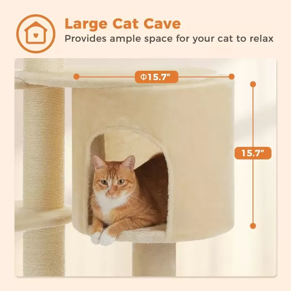 imagePAWZ Road Large Cat Tree 67 Inches Cat Tower for Indoor Cats with 13 Thick FullyWrapped Scratching Posts MultiLevel Cat Condo Super Large Perch ampamp Hammocks for Adult Cats 20 lbsPinkBeige