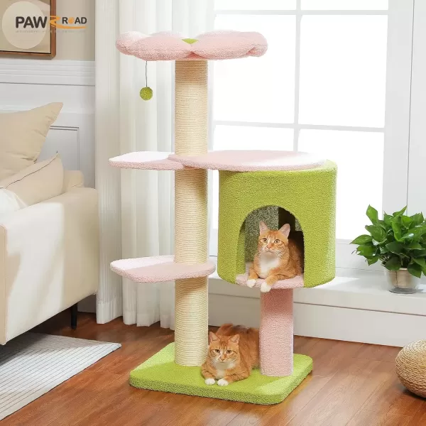 imagePAWZ Road Large Cat Tree 67 Inches Cat Tower for Indoor Cats with 13 Thick FullyWrapped Scratching Posts MultiLevel Cat Condo Super Large Perch ampamp Hammocks for Adult Cats 20 lbsPinkPink