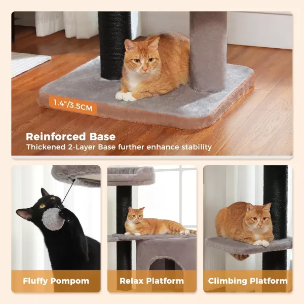 imagePAWZ Road Large Cat Tree 67 Inches Cat Tower for Indoor Cats with 13 Thick FullyWrapped Scratching Posts MultiLevel Cat Condo Super Large Perch ampamp Hammocks for Adult Cats 20 lbsPinkBlack