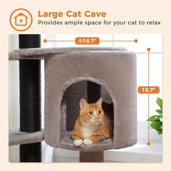 imagePAWZ Road Large Cat Tree 67 Inches Cat Tower for Indoor Cats with 13 Thick FullyWrapped Scratching Posts MultiLevel Cat Condo Super Large Perch ampamp Hammocks for Adult Cats 20 lbsPinkBlack