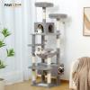 imagePAWZ Road 72 Inches Cat Tree for Indoor Cats Large Adults Tall Cat Tower with Large Mental Hammock7 SisalCovered Scratching Posts 2 Padded Perches Condos and Basket Charcoal GrayGray