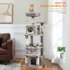 imagePAWZ Road 72 Inches Cat Tree for Indoor Cats Large Adults Tall Cat Tower with Large Mental Hammock7 SisalCovered Scratching Posts 2 Padded Perches Condos and Basket Charcoal GrayGray