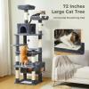 imagePAWZ Road 72 Inches Cat Tree for Indoor Cats Large Adults Tall Cat Tower with Large Mental Hammock7 SisalCovered Scratching Posts 2 Padded Perches Condos and Basket Charcoal GrayCharcoal Gray