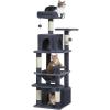 imagePAWZ Road 72 Inches Cat Tree for Indoor Cats Large Adults Tall Cat Tower with Large Mental Hammock7 SisalCovered Scratching Posts 2 Padded Perches Condos and Basket Charcoal GrayDark Gray