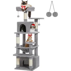 imagePAWZ Road 72 Inches Cat Tree for Indoor Cats Large Adults Tall Cat Tower with Large Mental Hammock7 SisalCovered Scratching Posts 2 Padded Perches Condos and Basket Charcoal GrayGray