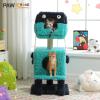 imagePAWZ Road CartoonThemed Cat Tree 2 in 1 Modern Cat Tree Tower with 2 Large Cat Condos 3Level Robot Artistic Modeling Cat Furniture Tree for Indoor Cats 43quot BlueTurquoise