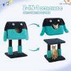 imagePAWZ Road CartoonThemed Cat Tree 2 in 1 Modern Cat Tree Tower with 2 Large Cat Condos 3Level Robot Artistic Modeling Cat Furniture Tree for Indoor Cats 43quot BlueTurquoise