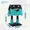 imagePAWZ Road CartoonThemed Cat Tree 2 in 1 Modern Cat Tree Tower with 2 Large Cat Condos 3Level Robot Artistic Modeling Cat Furniture Tree for Indoor Cats 43quot BlueTurquoise