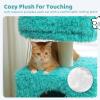 imagePAWZ Road CartoonThemed Cat Tree 2 in 1 Modern Cat Tree Tower with 2 Large Cat Condos 3Level Robot Artistic Modeling Cat Furniture Tree for Indoor Cats 43quot BlueTurquoise
