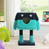 imagePAWZ Road CartoonThemed Cat Tree 2 in 1 Modern Cat Tree Tower with 2 Large Cat Condos 3Level Robot Artistic Modeling Cat Furniture Tree for Indoor Cats 43quot BlueTurquoise