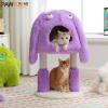 imagePAWZ Road CartoonThemed Cat Tree 2 in 1 Modern Cat Tree Tower with 2 Large Cat Condos 3Level Robot Artistic Modeling Cat Furniture Tree for Indoor Cats 43quot BluePurple