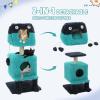 imagePAWZ Road CartoonThemed Cat Tree 2 in 1 Modern Cat Tree Tower with 2 Large Cat Condos 3Level Robot Artistic Modeling Cat Furniture Tree for Indoor Cats 43quot BlueTurquoise