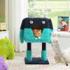 imagePAWZ Road CartoonThemed Cat Tree 2 in 1 Modern Cat Tree Tower with 2 Large Cat Condos 3Level Robot Artistic Modeling Cat Furniture Tree for Indoor Cats 43quot BlueTurquoise