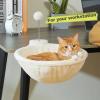imagePAWZ Road Cat Desk Bed for Indoor Cats Wicker Cat Bed for Desk Supports Up to 50 lbs 360 Rotation ampamp Adjustable Soft Plush Cats Hammock for Desktop WhiteBeige