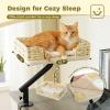 imagePAWZ Road Cat Desk Bed for Indoor Cats Wicker Cat Bed for Desk Supports Up to 50 lbs 360 Rotation ampamp Adjustable Soft Plush Cats Hammock for Desktop WhiteBeige