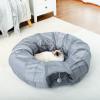 imagePAWZ Road Cat Tunnel Red Cat Donut Tunnel Collapsible Cat Tunnel Tube Dia38 inches with Soft Mat for Indoor Cats Rabbits and Puppies RedGrey