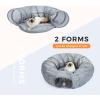 imagePAWZ Road Cat Tunnel Red Cat Donut Tunnel Collapsible Cat Tunnel Tube Dia38 inches with Soft Mat for Indoor Cats Rabbits and Puppies RedGrey