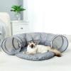 imagePAWZ Road Cat Tunnel Red Cat Donut Tunnel Collapsible Cat Tunnel Tube Dia38 inches with Soft Mat for Indoor Cats Rabbits and Puppies RedGrey