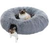 imagePAWZ Road Cat Tunnel Red Cat Donut Tunnel Collapsible Cat Tunnel Tube Dia38 inches with Soft Mat for Indoor Cats Rabbits and Puppies RedGrey