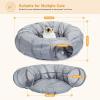 imagePAWZ Road Cat Tunnel Red Cat Donut Tunnel Collapsible Cat Tunnel Tube Dia38 inches with Soft Mat for Indoor Cats Rabbits and Puppies RedGrey