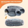 imagePAWZ Road Cat Tunnel Red Cat Donut Tunnel Collapsible Cat Tunnel Tube Dia38 inches with Soft Mat for Indoor Cats Rabbits and Puppies RedGrey