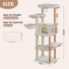 imagePAWZ Road Large Cat Tree 73 Inches Tall Cat Tower with 1 Large Padded Perch2 Spacious Hammocks8 Long Scratching Posts XL Plush Cat Condo for Indoor Adult CatsBeigeWooden Beige