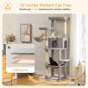 imagePAWZ Road Large Cat Tree 73 Inches Tall Cat Tower with 1 Large Padded Perch2 Spacious Hammocks8 Long Scratching Posts XL Plush Cat Condo for Indoor Adult CatsBeigeGray