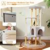 imagePAWZ Road Large Cat Tree 73 Inches Tall Cat Tower with 1 Large Padded Perch2 Spacious Hammocks8 Long Scratching Posts XL Plush Cat Condo for Indoor Adult CatsBeigeGray
