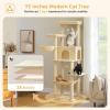imagePAWZ Road Large Cat Tree 73 Inches Tall Cat Tower with 1 Large Padded Perch2 Spacious Hammocks8 Long Scratching Posts XL Plush Cat Condo for Indoor Adult CatsBeigeBeige