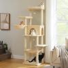 imagePAWZ Road Large Cat Tree 73 Inches Tall Cat Tower with 1 Large Padded Perch2 Spacious Hammocks8 Long Scratching Posts XL Plush Cat Condo for Indoor Adult CatsBeigeBeige