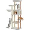 imagePAWZ Road Large Cat Tree 73 Inches Tall Cat Tower with 1 Large Padded Perch2 Spacious Hammocks8 Long Scratching Posts XL Plush Cat Condo for Indoor Adult CatsBeigeWooden Beige