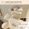 imagePAWZ Road Large Cat Tree 73 Inches Tall Cat Tower with 1 Large Padded Perch2 Spacious Hammocks8 Long Scratching Posts XL Plush Cat Condo for Indoor Adult CatsBeigeWooden Beige