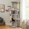 imagePAWZ Road Large Cat Tree 73 Inches Tall Cat Tower with 1 Large Padded Perch2 Spacious Hammocks8 Long Scratching Posts XL Plush Cat Condo for Indoor Adult CatsBeigeGray
