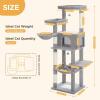 imagePAWZ Road Large Cat Tree 73 Inches Tall Cat Tower with 1 Large Padded Perch2 Spacious Hammocks8 Long Scratching Posts XL Plush Cat Condo for Indoor Adult CatsBeigeGray