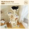 imagePAWZ Road Tall Cat Tower 70 Inch Cat Tree with Hammock 5 Scratching Posts 2 Condos and a Large Top Perches for Large CatsBeige