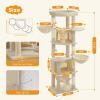 imagePAWZ Road Tall Cat Tower 70 Inch Cat Tree with Hammock 5 Scratching Posts 2 Condos and a Large Top Perches for Large CatsBeige