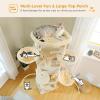imagePAWZ Road Tall Cat Tower 70 Inch Cat Tree with Hammock 5 Scratching Posts 2 Condos and a Large Top Perches for Large CatsBeige