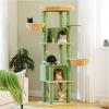 imagePAWZ Road Tall Cat Tower 70 Inch Cat Tree with Hammock 5 Scratching Posts 2 Condos and a Large Top Perches for Large CatsCactus Green