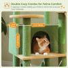 imagePAWZ Road Tall Cat Tower 70 Inch Cat Tree with Hammock 5 Scratching Posts 2 Condos and a Large Top Perches for Large CatsCactus Green
