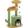 imagePAWZ Road Tall Cat Tower 70 Inch Cat Tree with Hammock 5 Scratching Posts 2 Condos and a Large Top Perches for Large CatsCactus Green