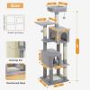 imagePAWZ Road Tall Cat Tower 70 Inch Cat Tree with Hammock 5 Scratching Posts 2 Condos and a Large Top Perches for Large CatsGrey