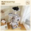 imagePAWZ Road Tall Cat Tower 70 Inch Cat Tree with Hammock 5 Scratching Posts 2 Condos and a Large Top Perches for Large CatsGrey