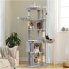 imagePAWZ Road Tall Cat Tower 70 Inch Cat Tree with Hammock 5 Scratching Posts 2 Condos and a Large Top Perches for Large CatsGrey