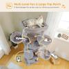 imagePAWZ Road Tall Cat Tower 70 Inch Cat Tree with Hammock 5 Scratching Posts 2 Condos and a Large Top Perches for Large CatsGrey
