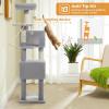 imagePAWZ Road Tall Cat Tower 70 Inch Cat Tree with Hammock 5 Scratching Posts 2 Condos and a Large Top Perches for Large CatsGrey