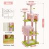 imagePAWZ Road Tall Cat Tower 70 Inch Cat Tree with Hammock 5 Scratching Posts 2 Condos and a Large Top Perches for Large CatsPink