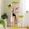 imagePAWZ Road Tall Cat Tower 70 Inch Cat Tree with Hammock 5 Scratching Posts 2 Condos and a Large Top Perches for Large CatsPink