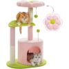 imagePAWZ Road Tall Cat Tower 70 Inch Cat Tree with Hammock 5 Scratching Posts 2 Condos and a Large Top Perches for Large CatsPink
