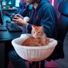 imagePAWZ Road Cat Desk Bed for Indoor Cats Wicker Cat Bed for Desk Supports Up to 50 lbs 360 Rotation ampamp Adjustable Soft Plush Cats Hammock for Desktop WhiteBeige