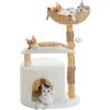 imagePAWZ Road Modern Cat Tree with Natural Solid Wood Scratching Post 40 Inches Cat Tower with Spacious Wicker BasketLarge HammockLuxury Condo for Indoor CatsCurved Perch